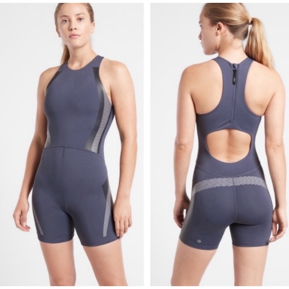 Athleta Allyson Felix Legend Bodysuit Women's S‎ Navy One Piece Performance Suit